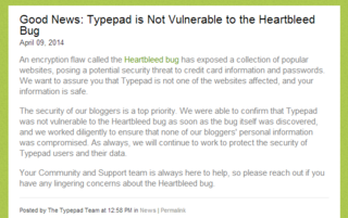 TypepadnotvulnerabletoHeartbleed